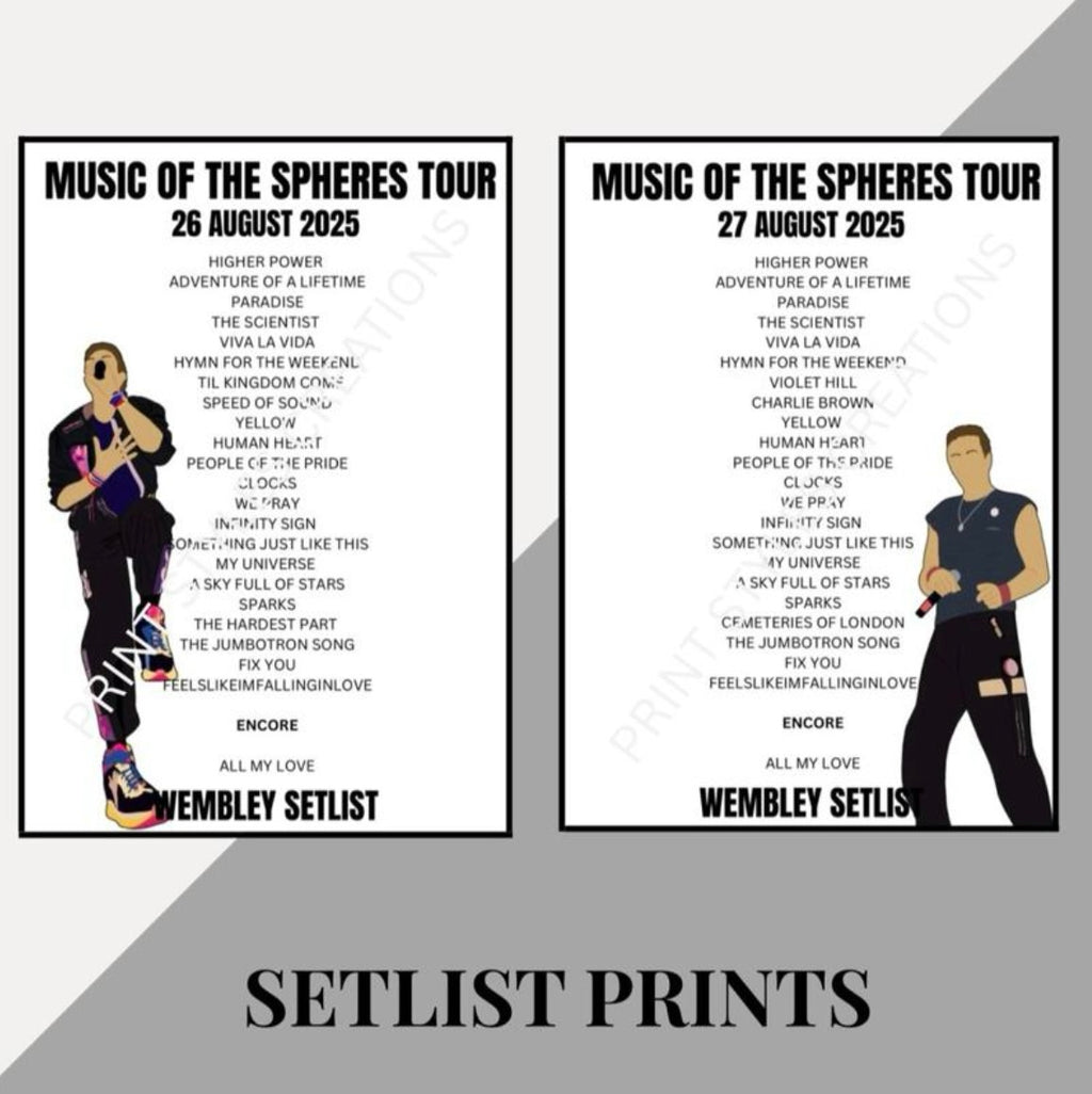 Coldplay ‘Music of the Spheres’ inspired setlist prints
