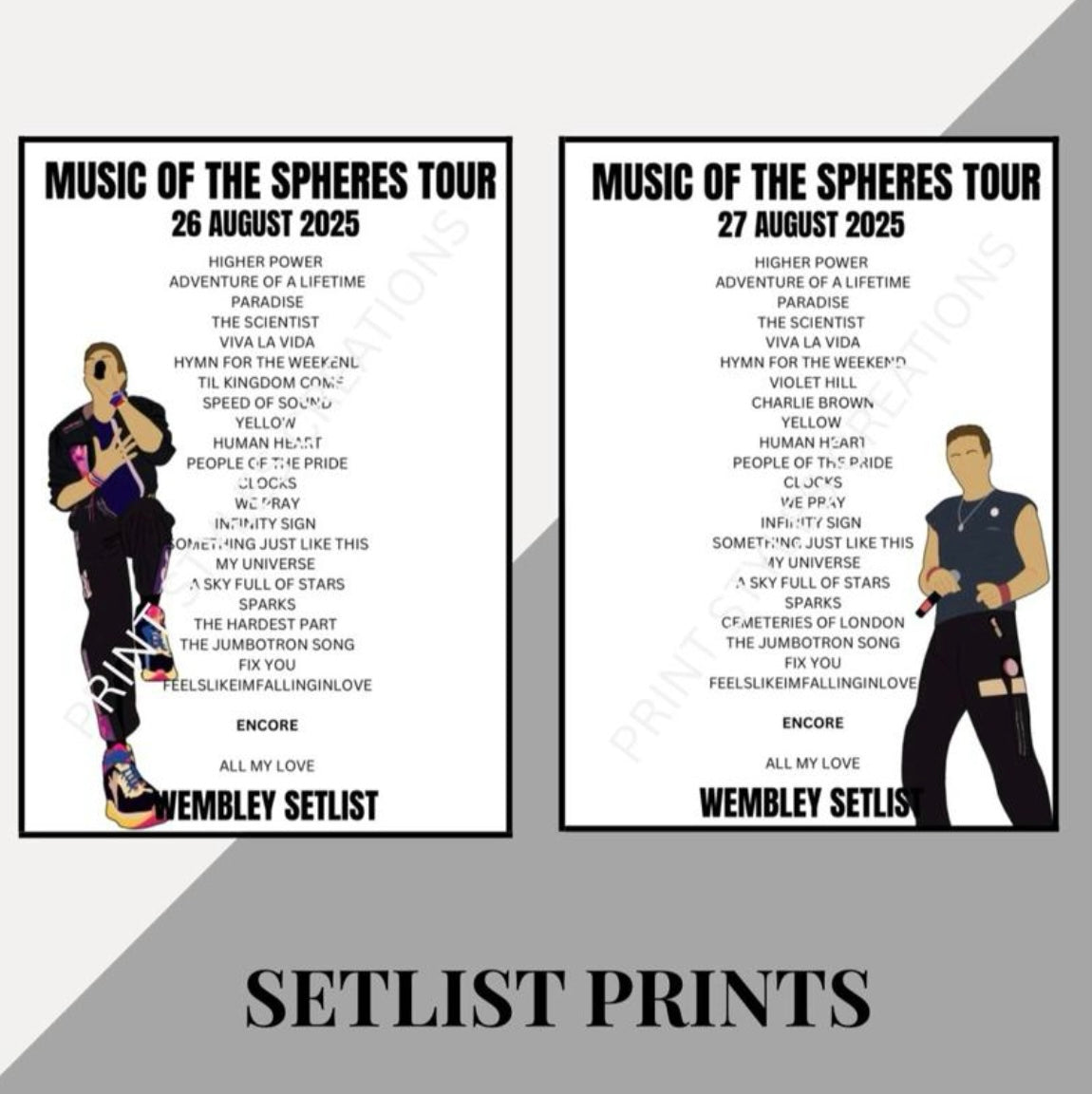 Coldplay ‘Music of the Spheres’ inspired setlist prints