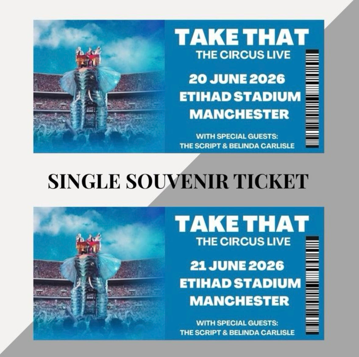 Take That ‘The Circus Tour’ inspired souvenir tickets