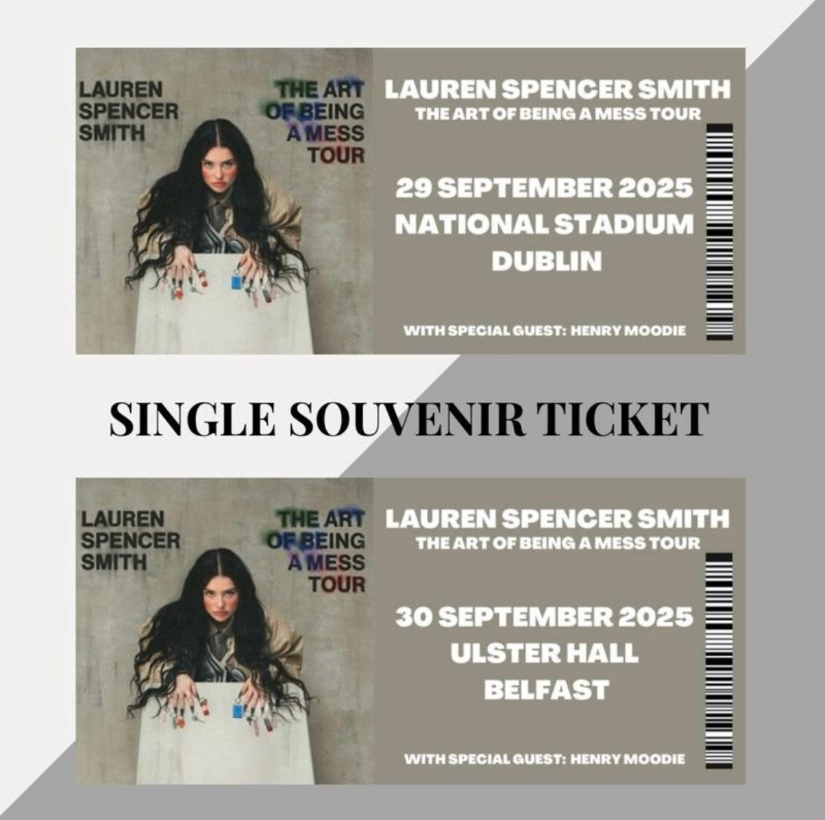 Lauren Spencer-Smith ‘The Art of Being a Mess’ tour inspired souvenir tickets