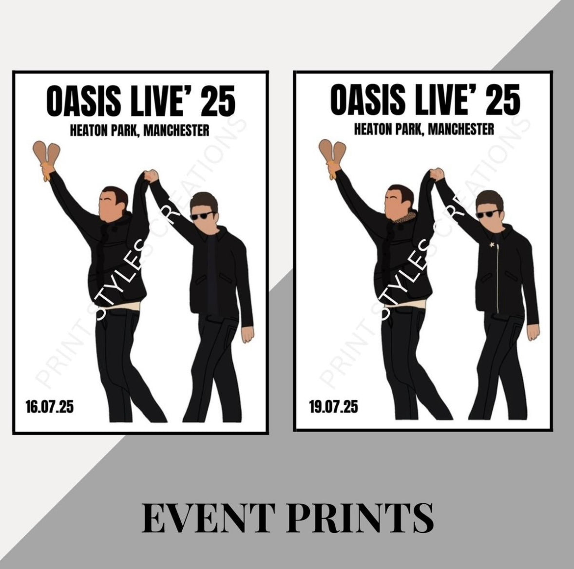 Oasis Live 25 inspired event prints