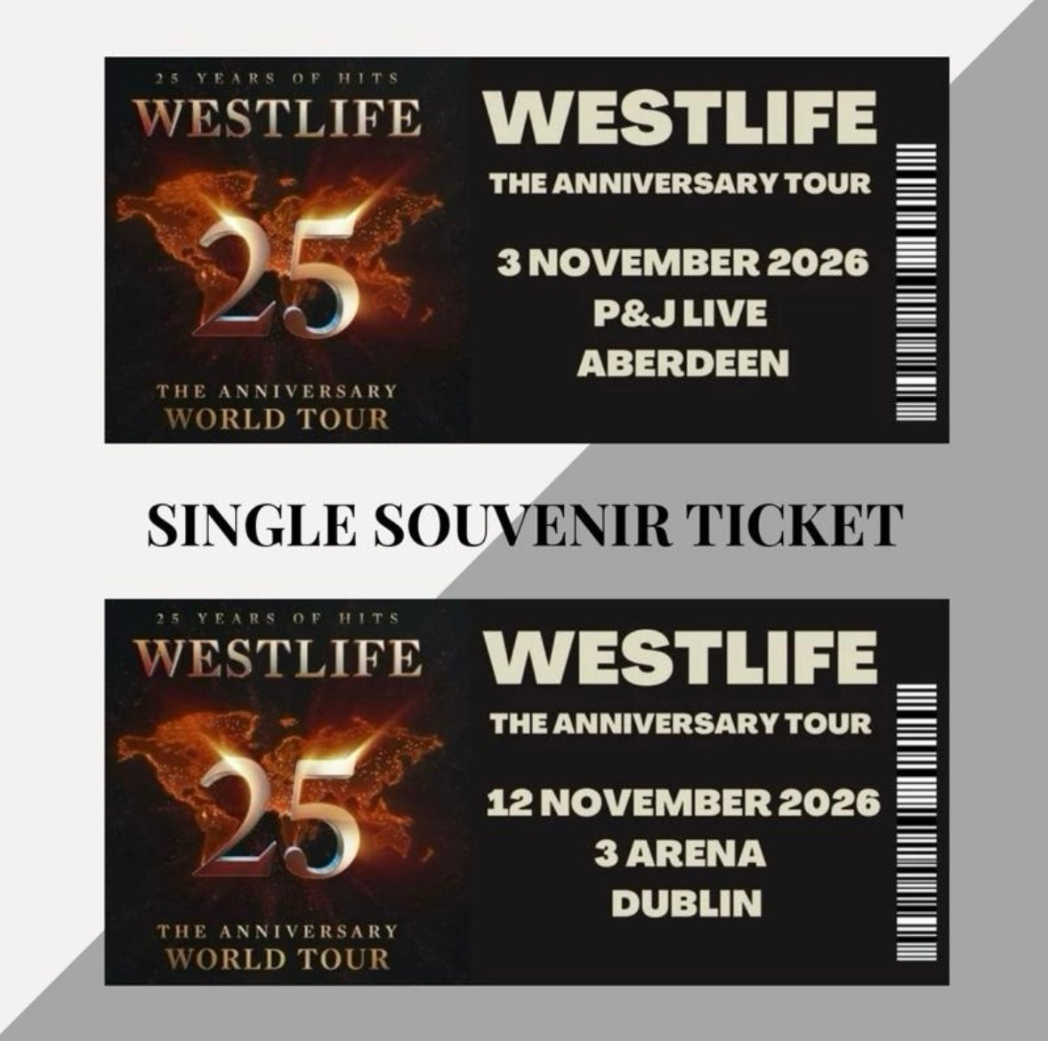 Westlife ‘The Anniversary Tour’ souvenir tickets