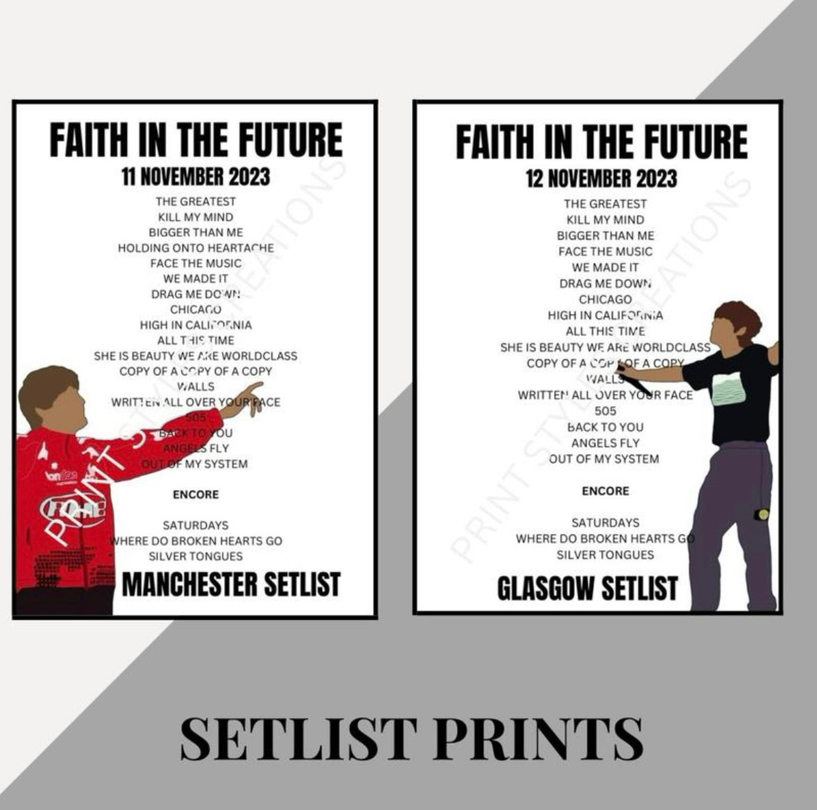 Louis Tomlinson ‘Faith In The Future’ Tour inspired setlist prints