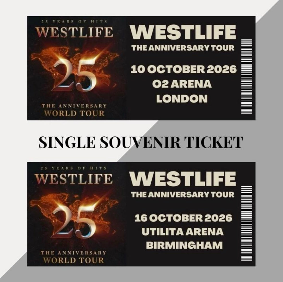 Westlife ‘The Anniversary Tour’ souvenir tickets