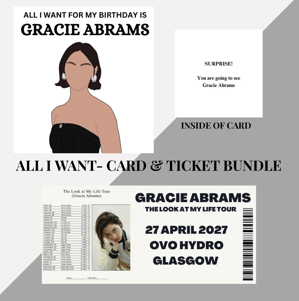 Gracie Abrams birthday card & souvenir ticket bundle