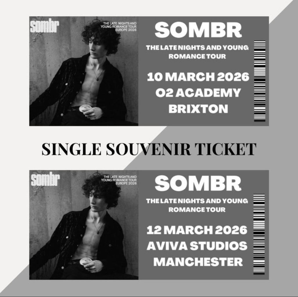 Sombr ‘Late Nights and Young Romance’ tour inspired souvenir tickets