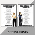 Tom Grennan 25 Tour inspired setlist prints