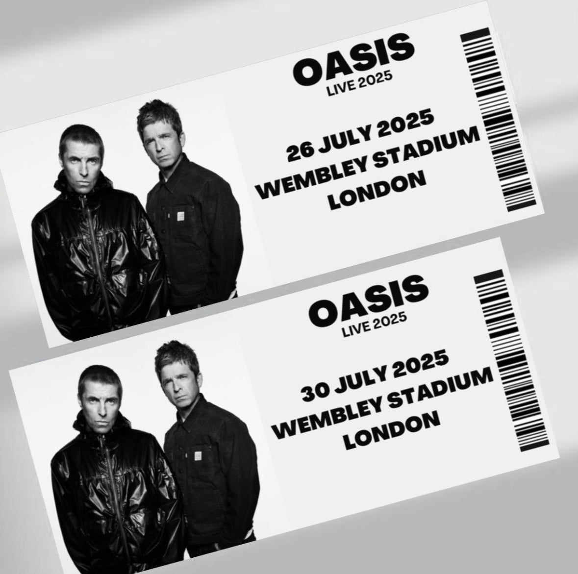 Oasis Live 25 inspired souvenir tickets