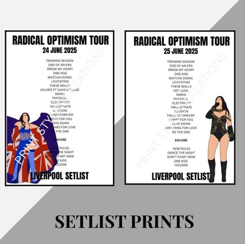 Dua Lipa ‘Radical Optimism’ Tour inspired setlist prints