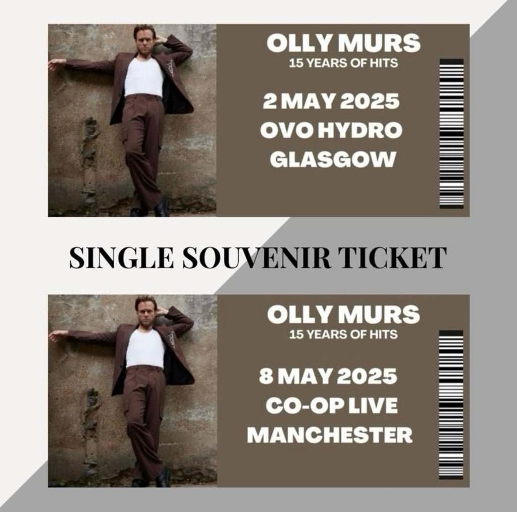 Olly Murs ‘15 Years of Hits Tour’ inspired souvenir tickets