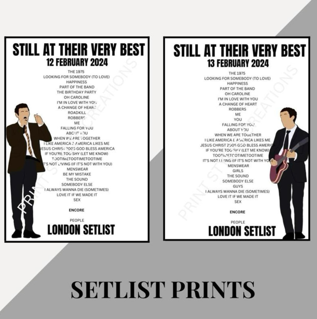 The 1975 ‘Still At Their Very Best’ Tour inspired setlist prints