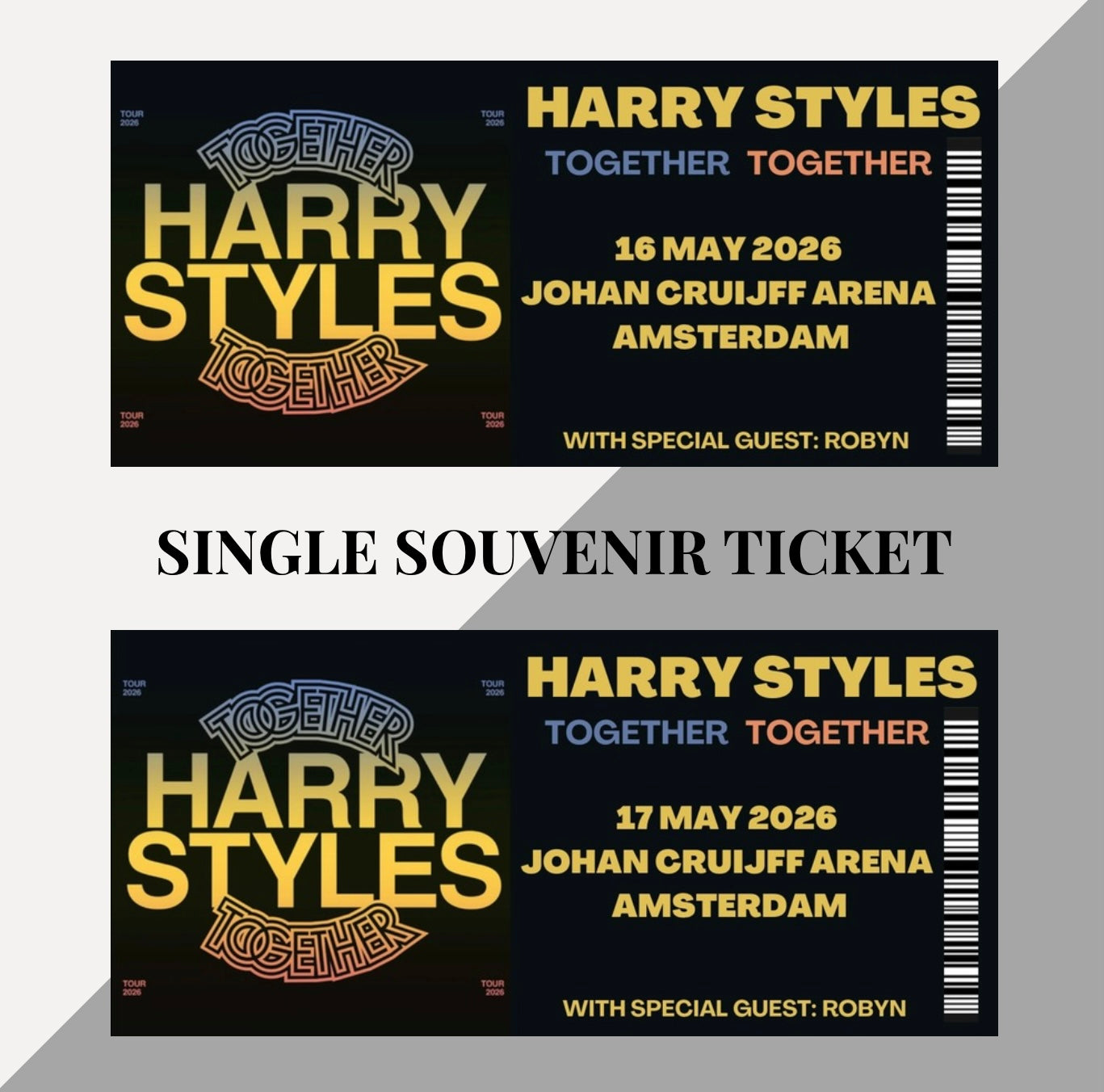 Harry Styles ‘Together Together Tour’ Amsterdam inspired souvenir tickets