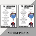Take That ‘The Circus Tour’ inspired setlist prints
