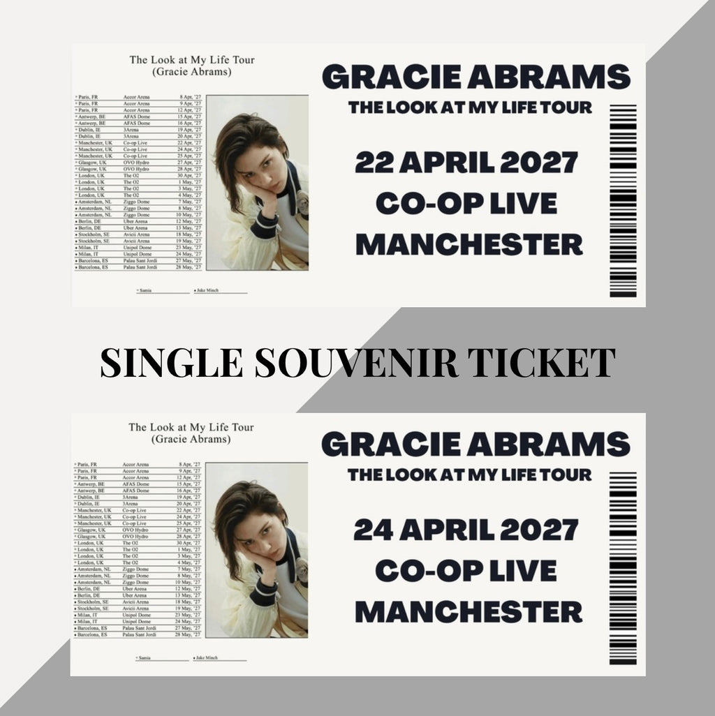 Gracie Abrams ‘The Look at my Life Tour’ inspired souvenir tickets