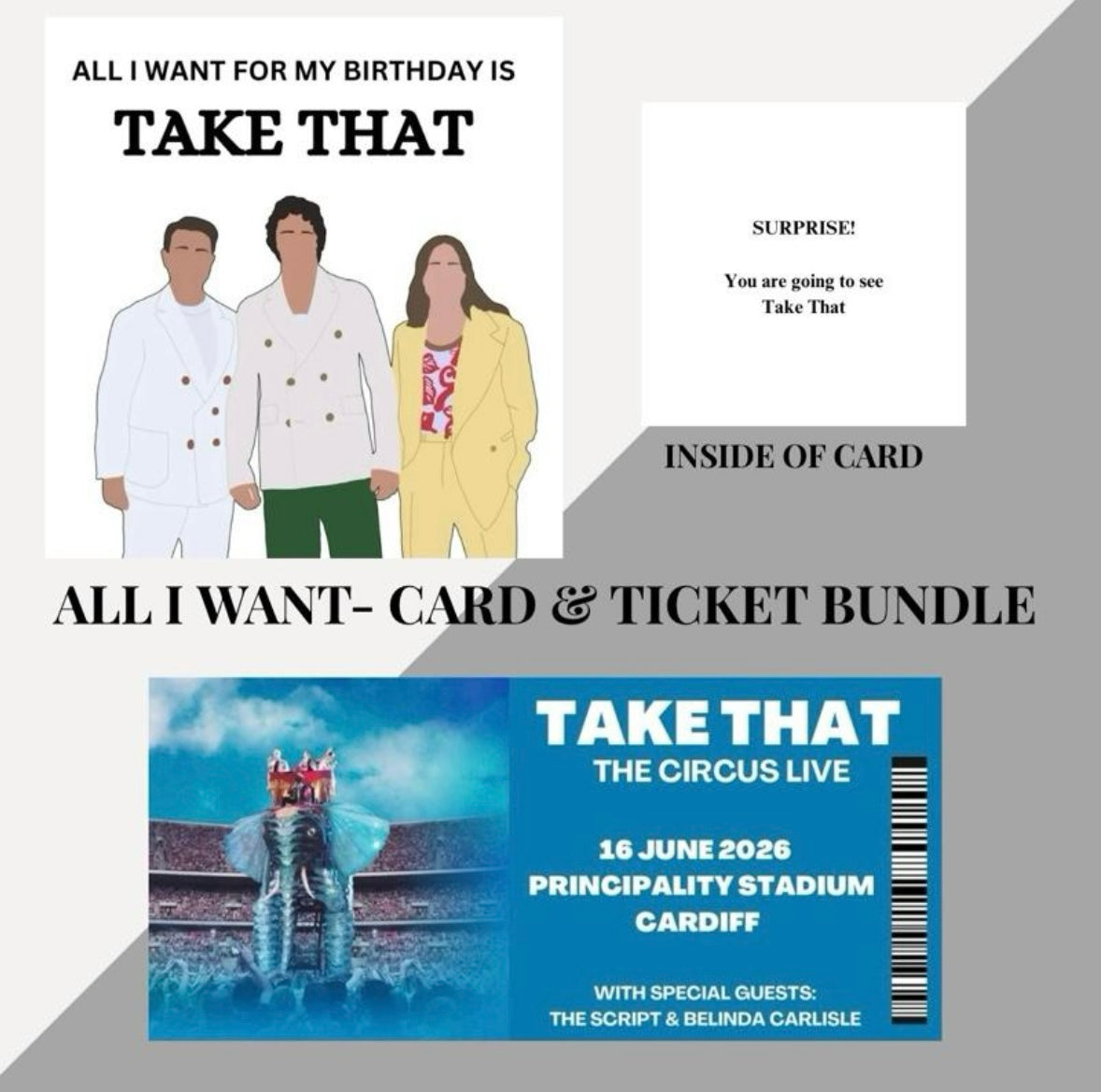 Take That Birthday card and souvenir tickets These are bundle