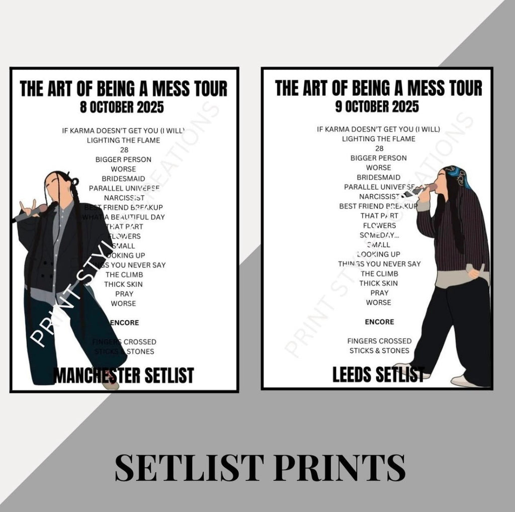 Lauren Spencer Smith ‘The Art of Being a Mess’ Tour inspired setlist prints