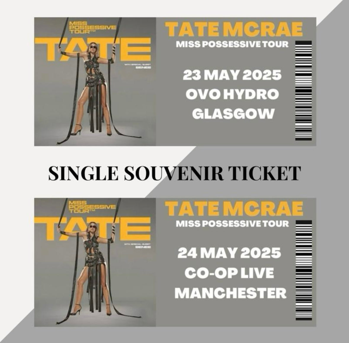 Tate McRae ‘Miss Possessive Tour’ inspired souvenir tickets