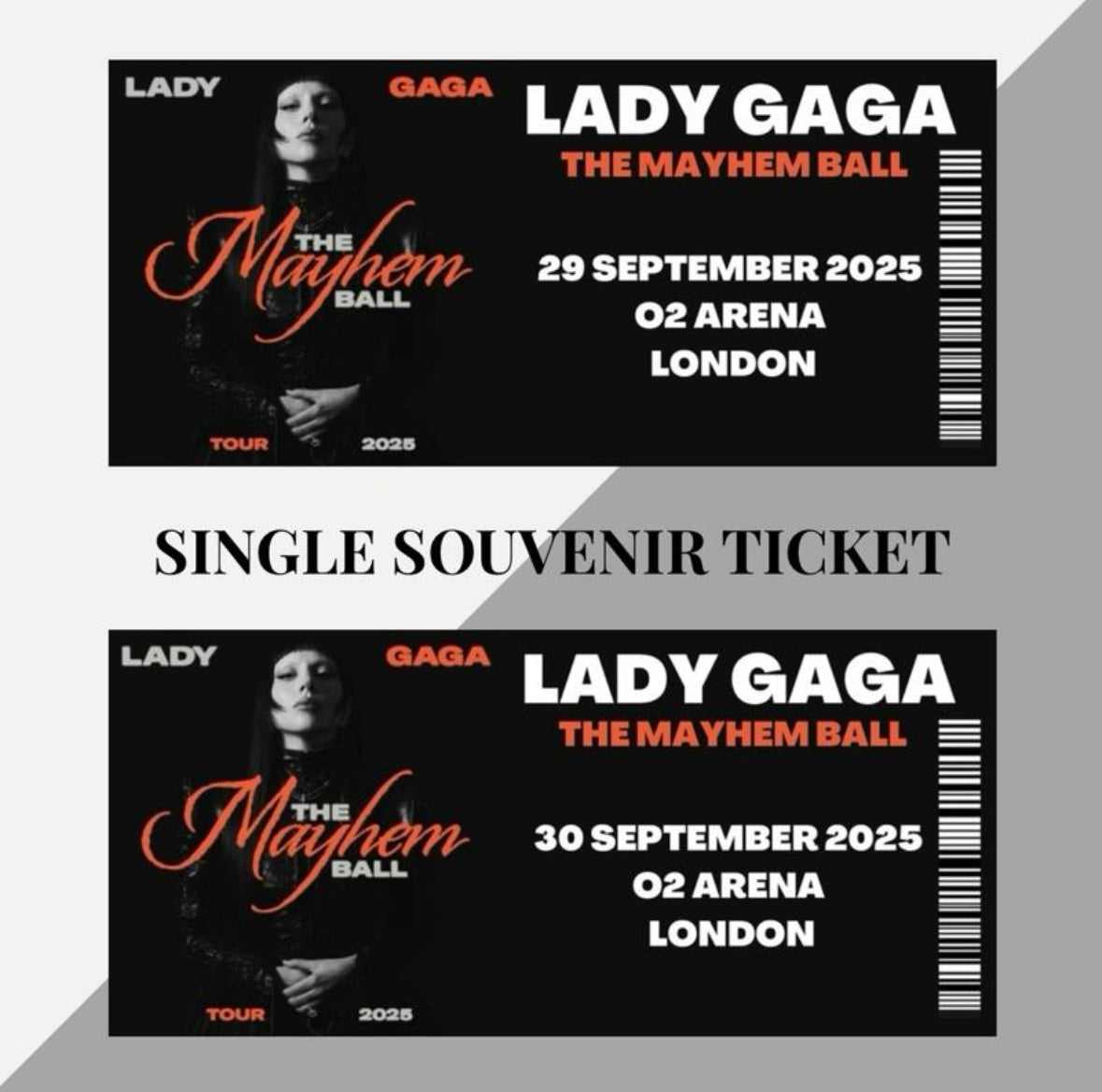 Lady Gaga ‘The Mayhem Tour’ inspired souvenir tickets
