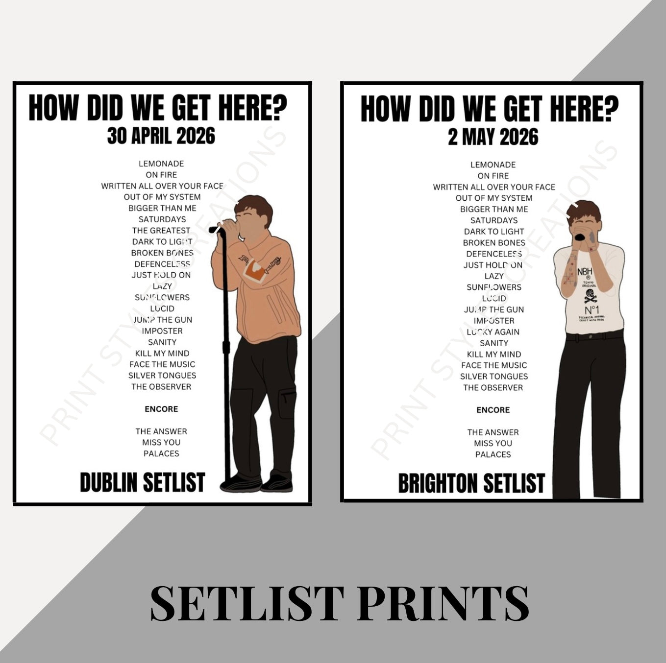 Louis Tomlinson ‘How Did We Get Here? Tour’ inspired setlist prints