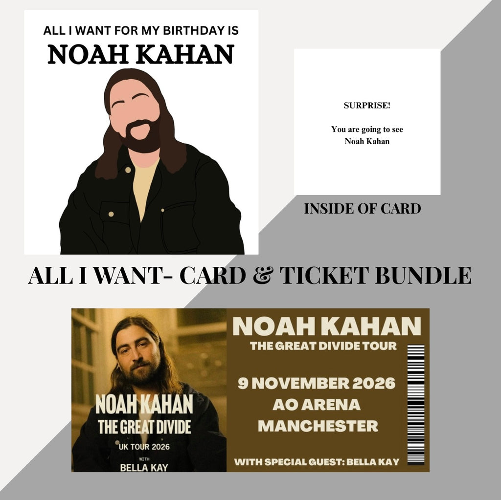 Noah Kahan Birthday card and souvenir ticket bundle