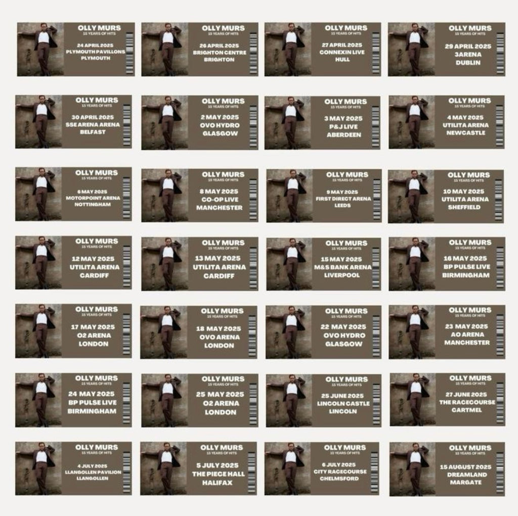 Olly Murs ‘15 Years of Hits Tour’ inspired souvenir tickets