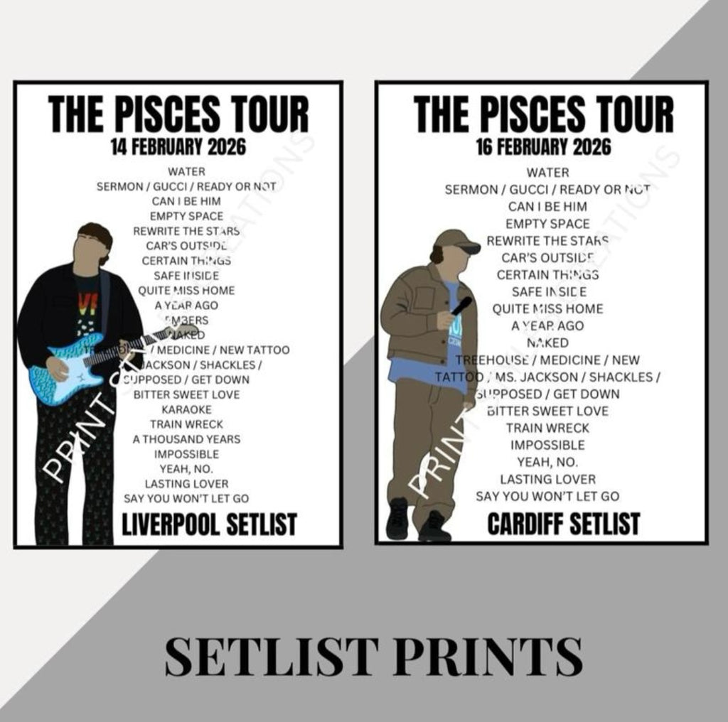 James Arthur ‘The Pisces Tour’ inspired setlist prints