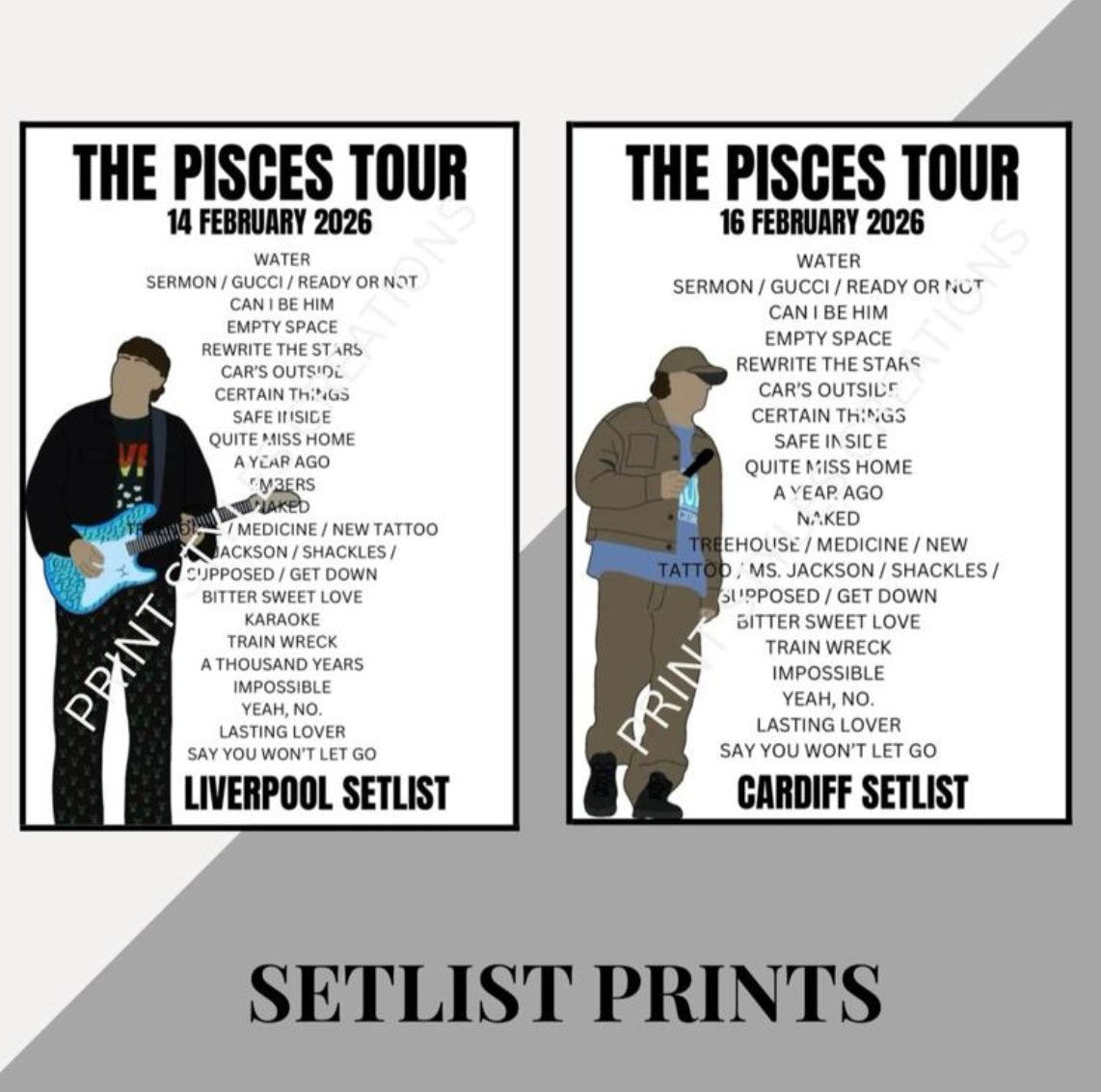 James Arthur ‘The Pisces Tour’ inspired setlist prints