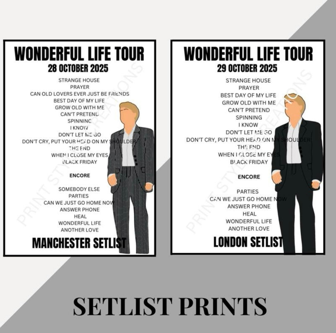 Tom Odell ‘Wonderful Life Tour’ inspired setlist prints