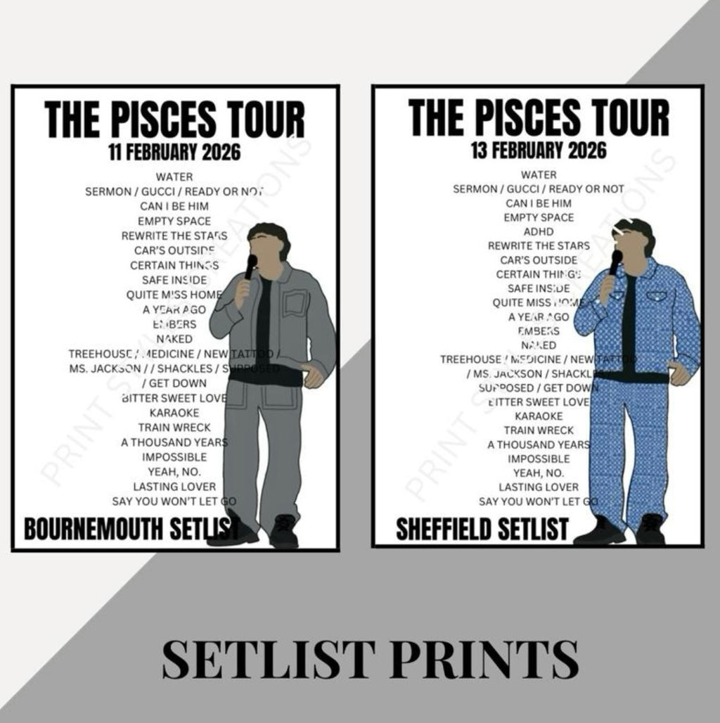 James Arthur ‘The Pisces Tour’ inspired setlist prints