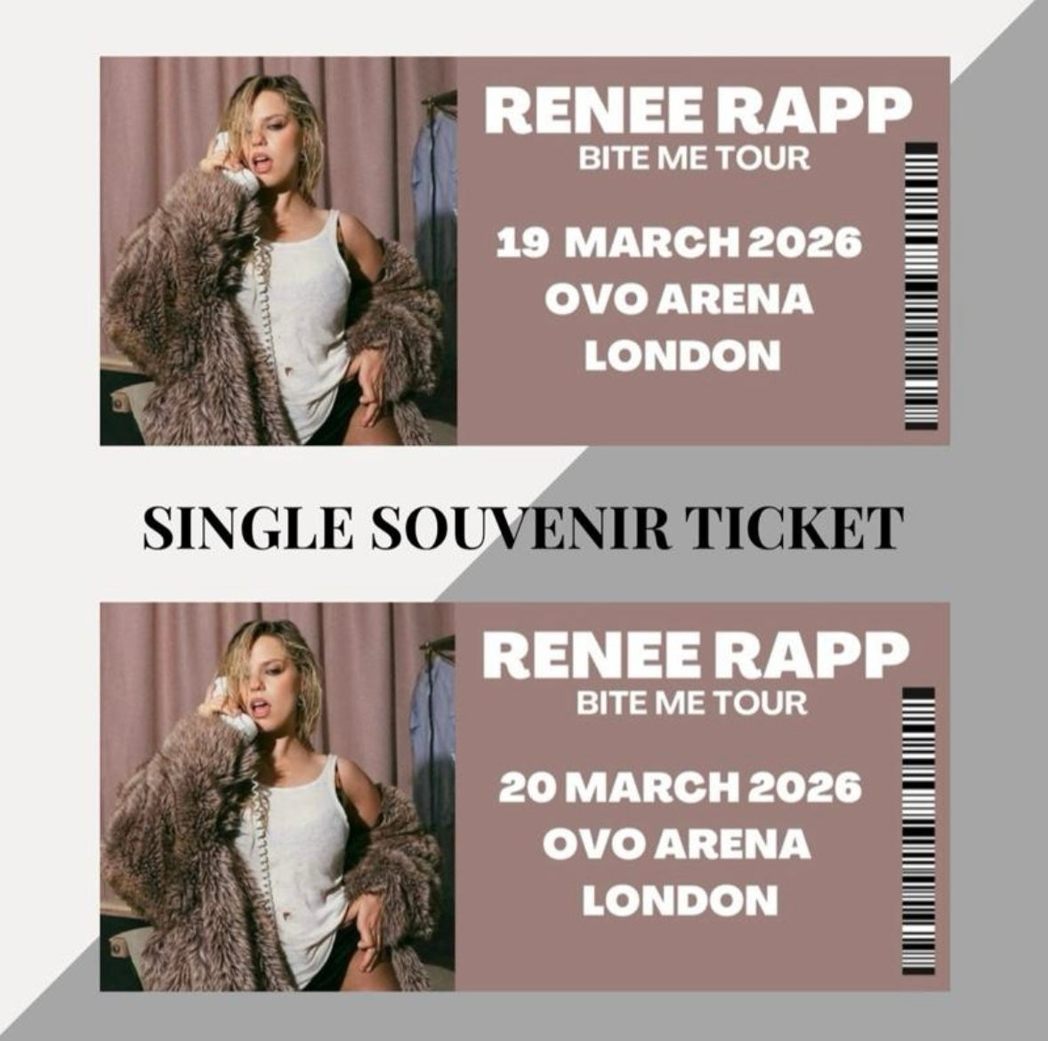 Renee Rapp ‘Bite Me’ Tour inspired souvenir tickets