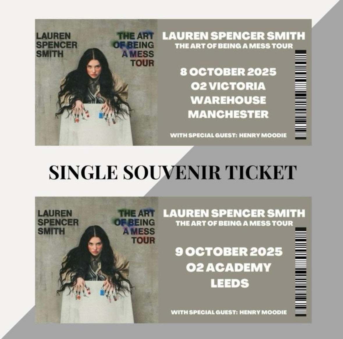 Lauren Spencer-Smith ‘The Art of Being a Mess’ tour inspired souvenir tickets
