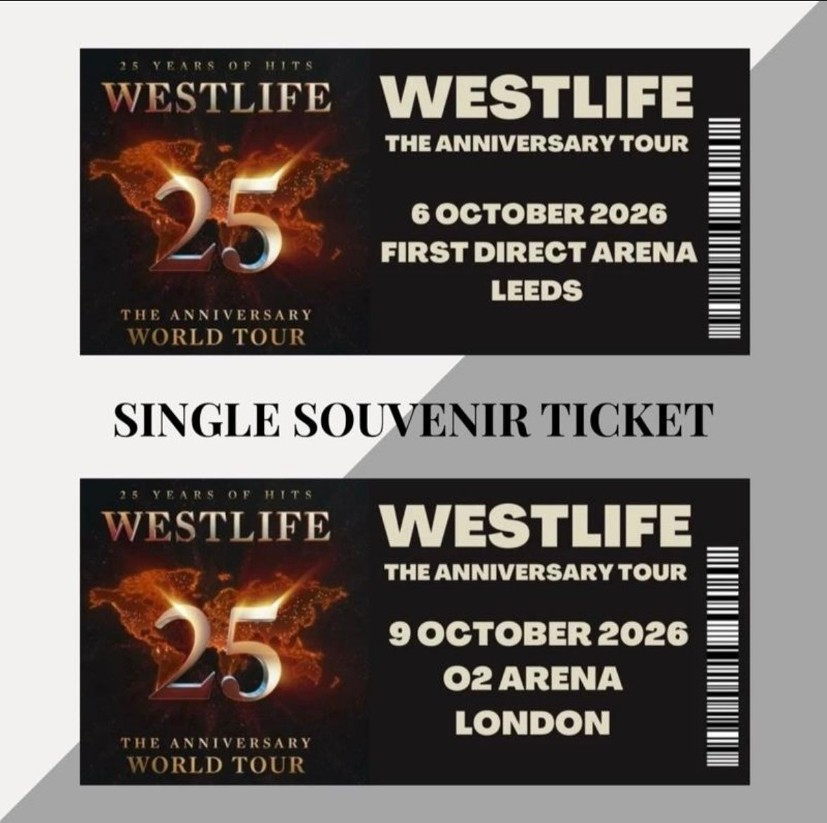Westlife ‘The Anniversary Tour’ souvenir tickets