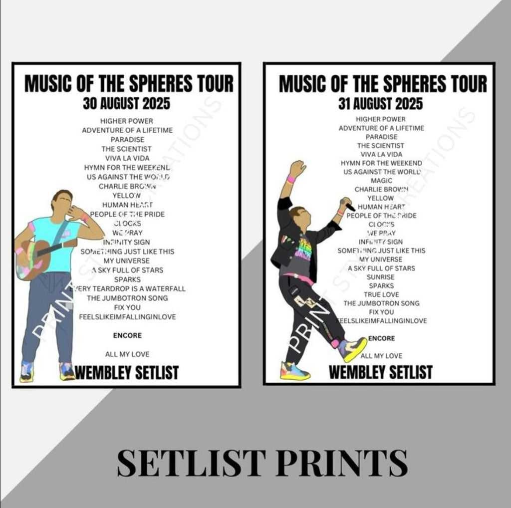 Coldplay ‘Music of the Spheres’ inspired setlist prints
