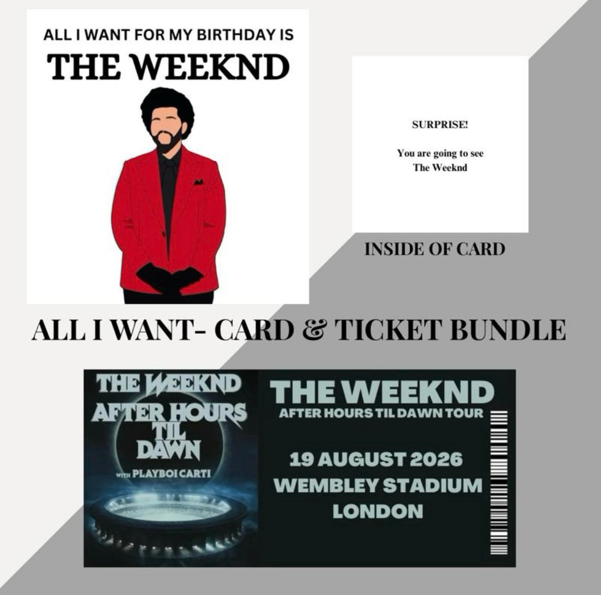 The Weeknd birthday card and souvenir ticket bundle