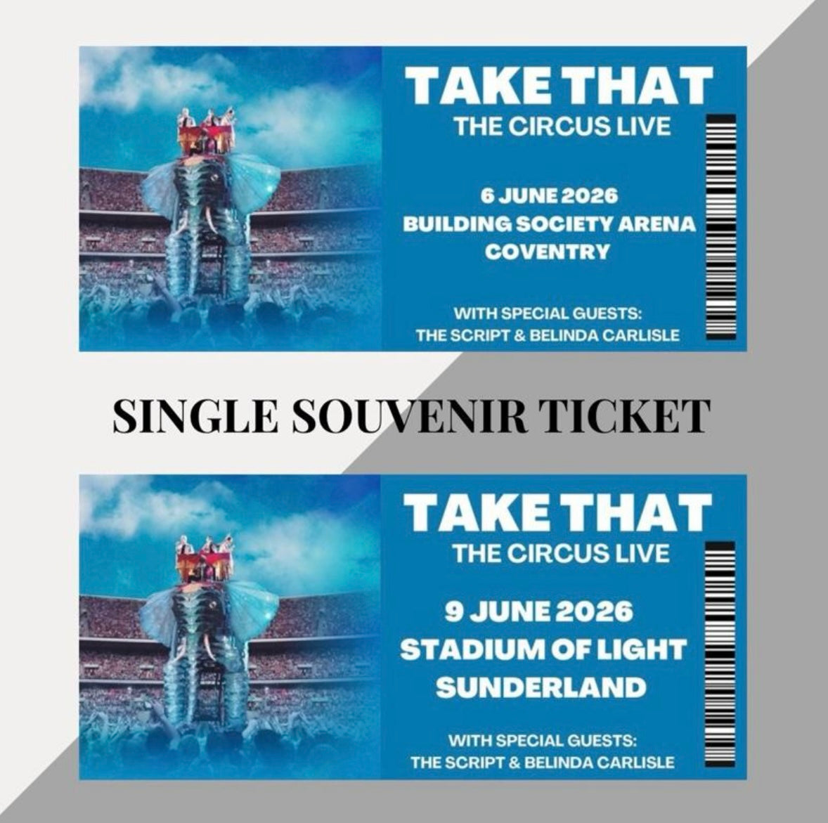 Take That ‘The Circus Tour’ inspired souvenir tickets