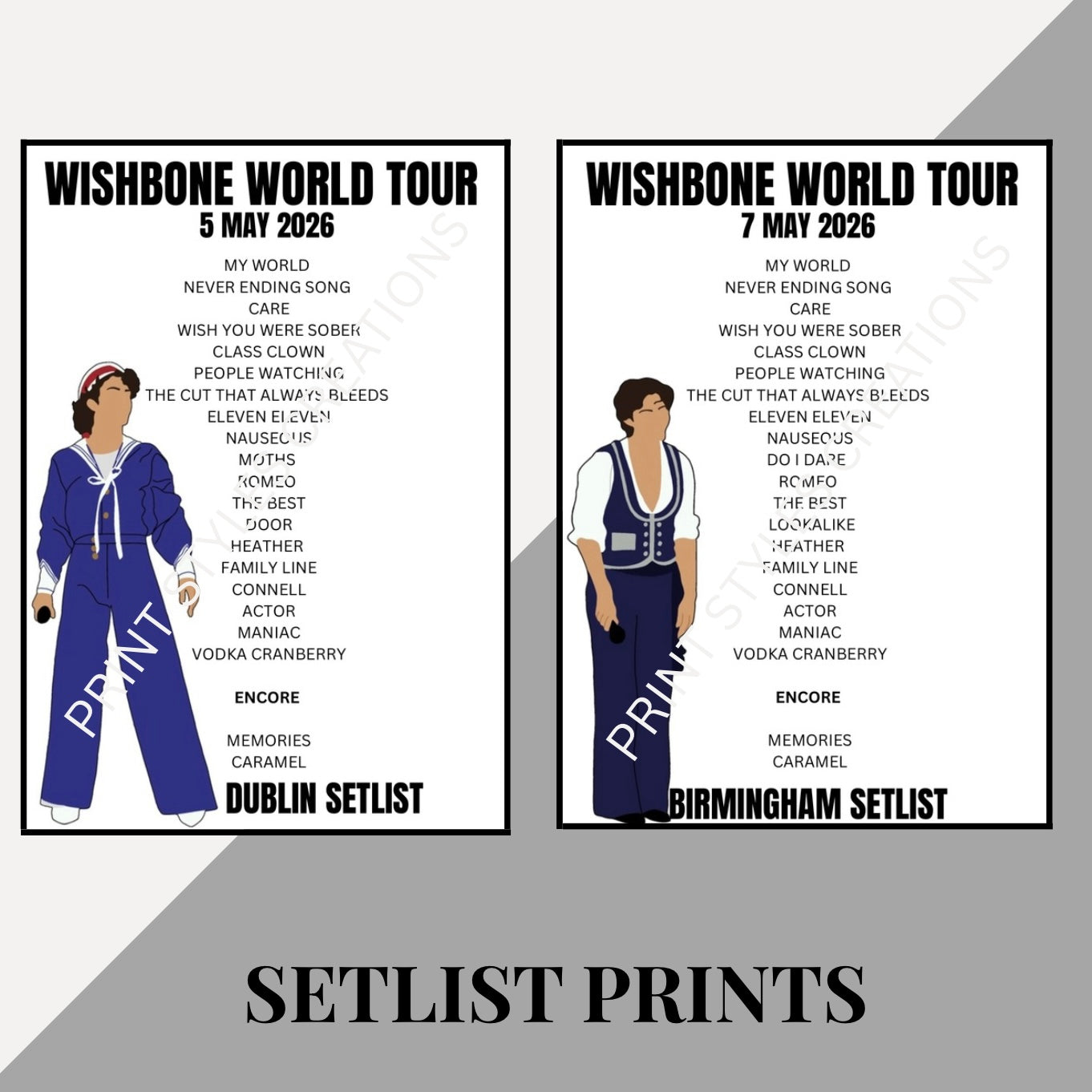 Conan Gray ‘The Wishbone Tour’ inspired setlist prints