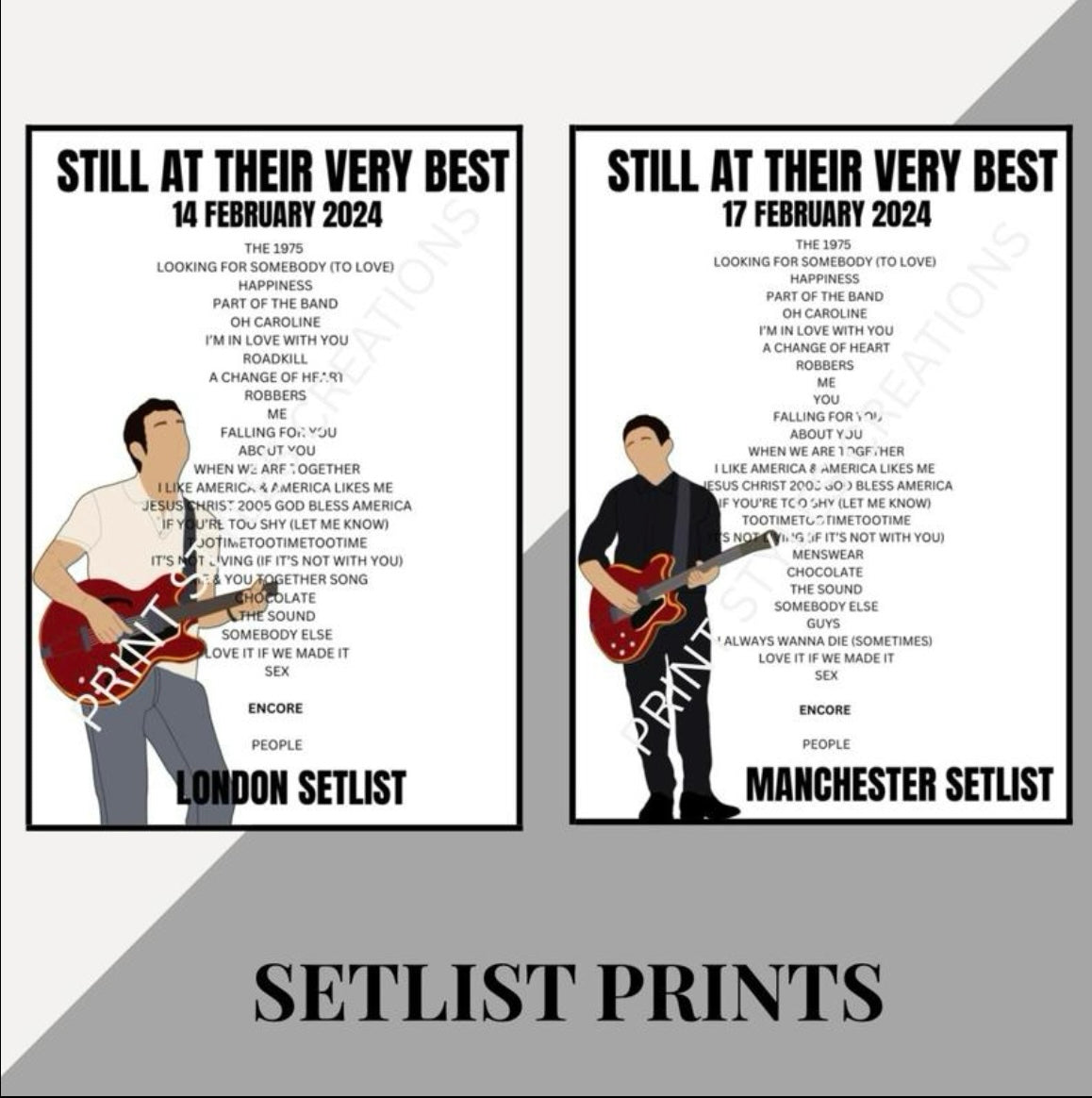 The 1975 ‘Still At Their Very Best’ Tour inspired setlist prints