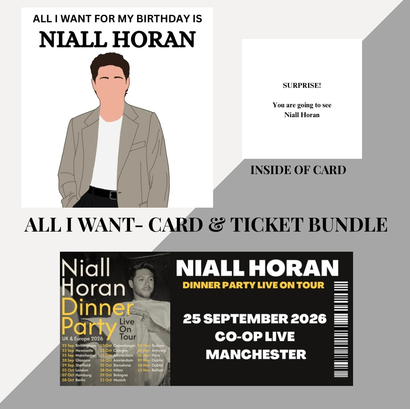 Niall Horan Birthday card and souvenir ticket bundle
