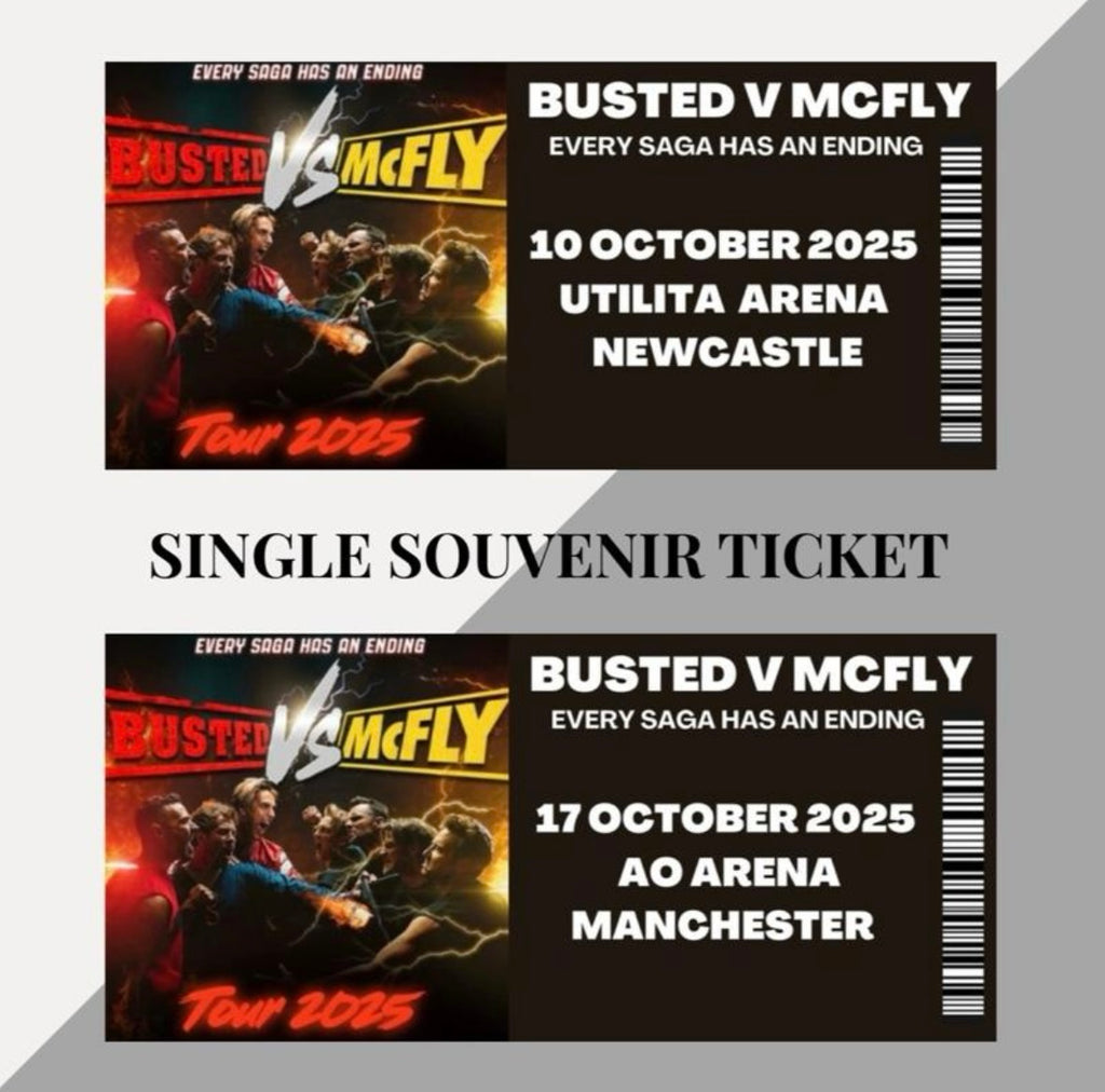 Busted Vs McFly tour inspired souvenir tickets