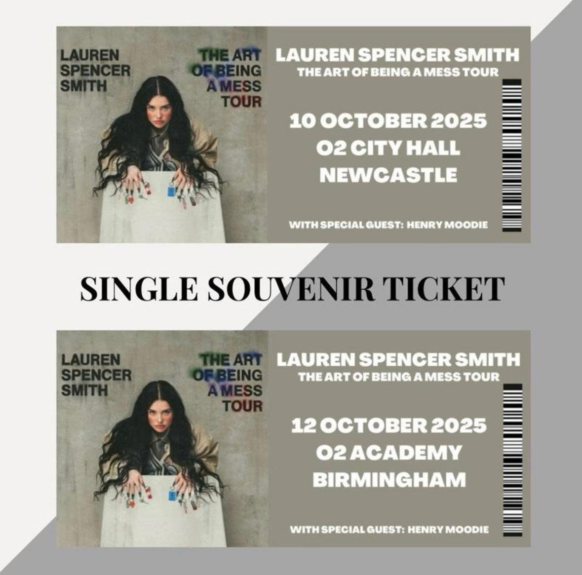 Lauren Spencer-Smith ‘The Art of Being a Mess’ tour inspired souvenir tickets