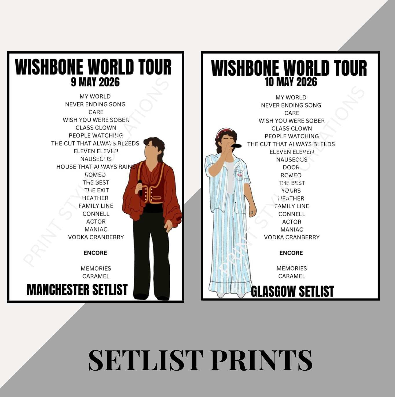 Conan Gray ‘The Wishbone Tour’ inspired setlist prints