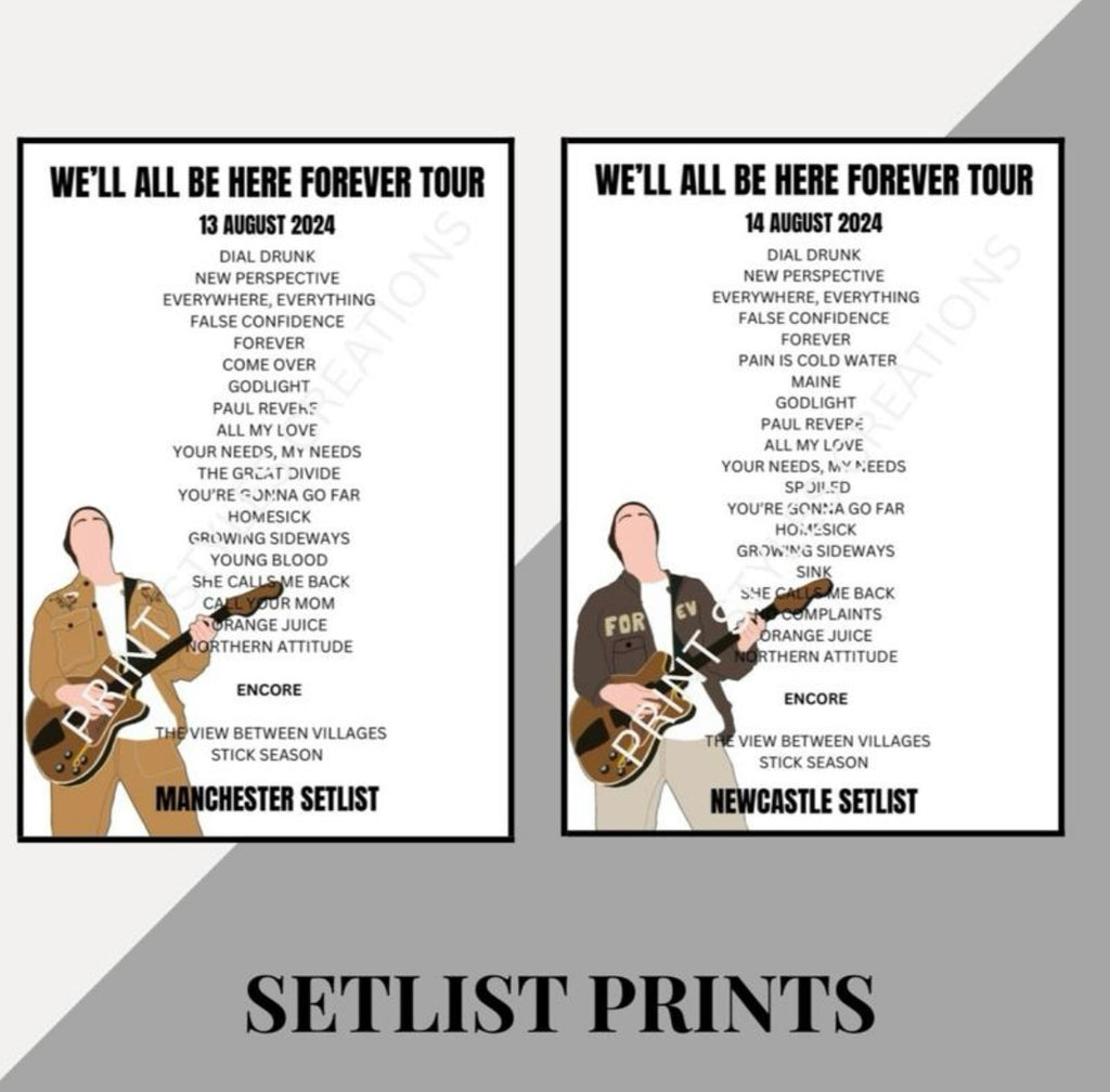 Noah Kahan Tour inspired setlist prints