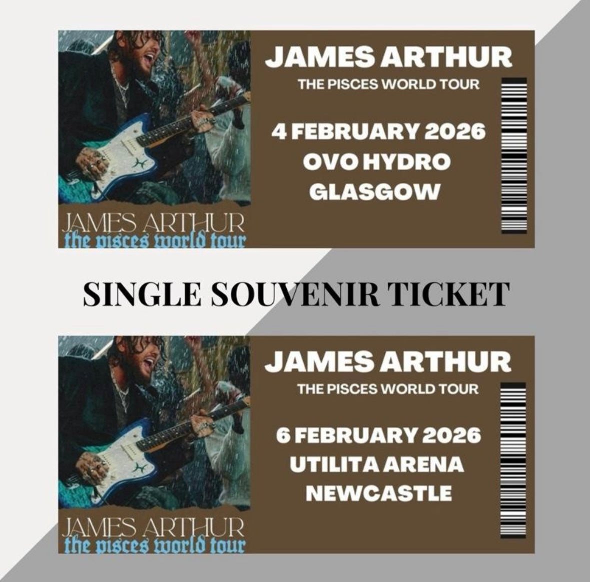 James Arthur ‘Pisces Tour’ inspired souvenir tickets