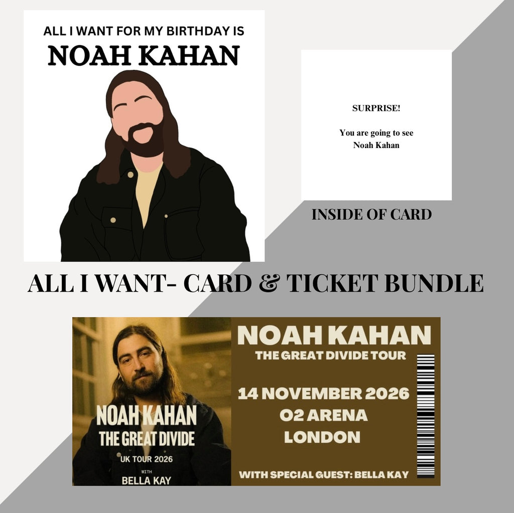 Noah Kahan Birthday card and souvenir ticket bundle