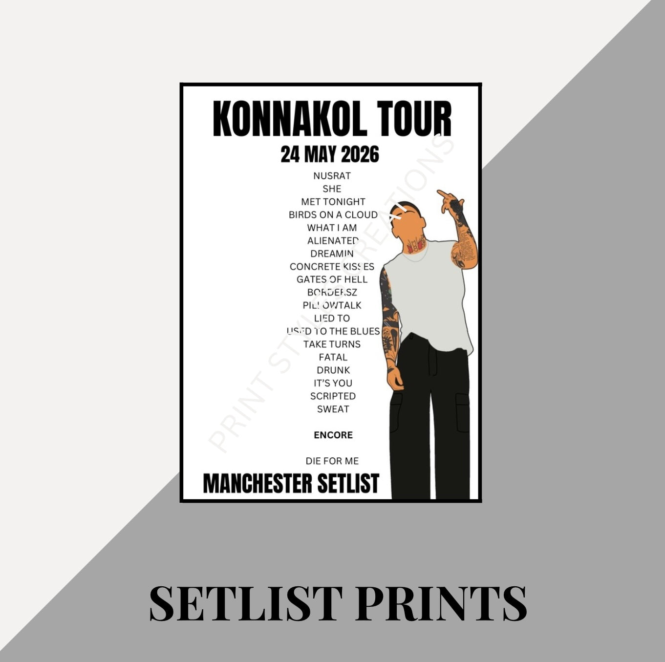 Zayn ‘Konnakol Tour’ inspired setlist prints