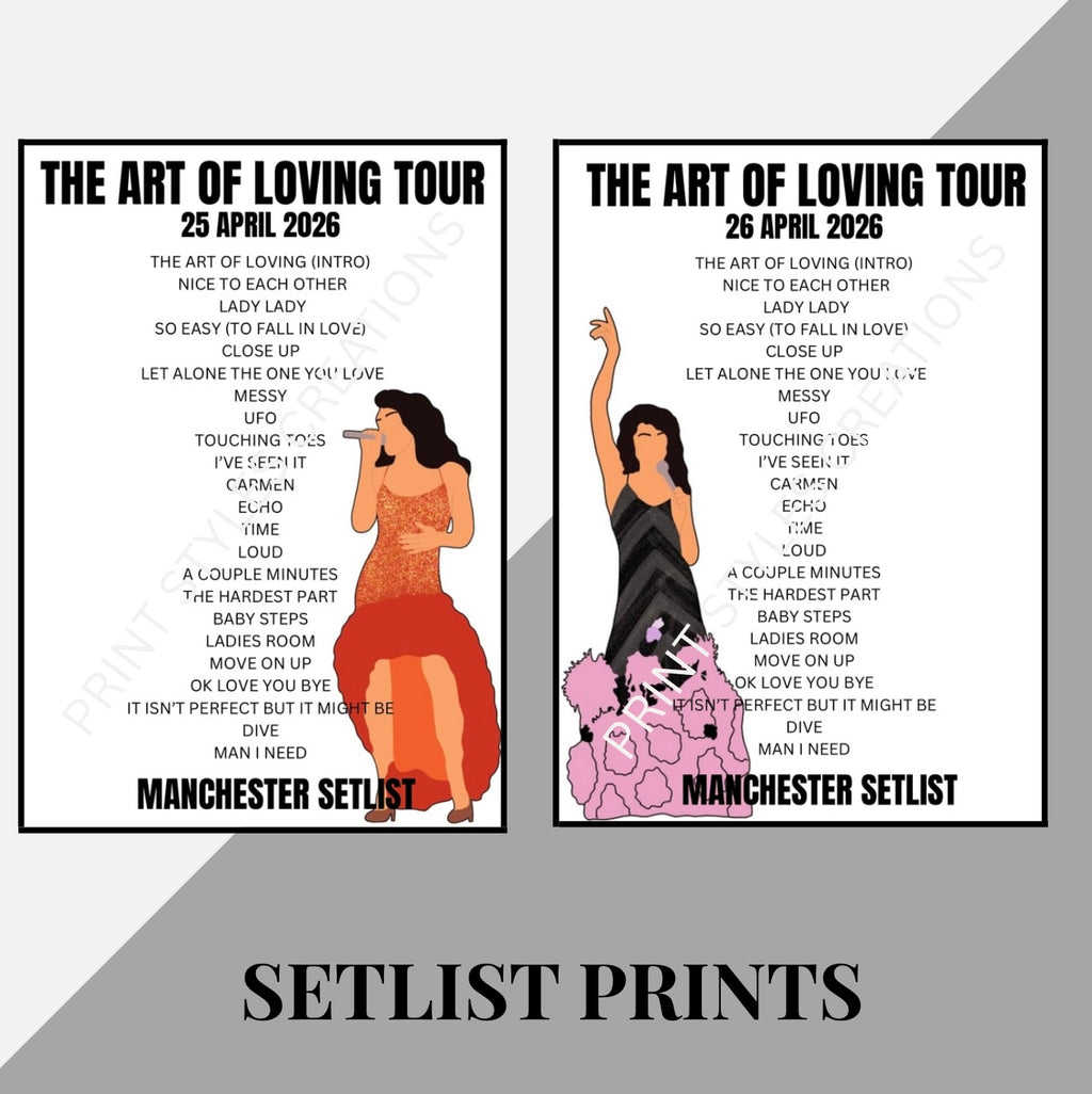 Olivia Dean ‘The Art of Loving Tour’ inspired setlist prints