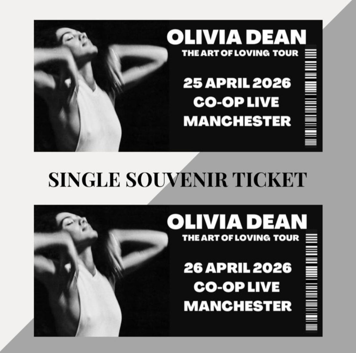Olivia Dean ‘The Art Of Loving Tour’ inspired souvenir tickets