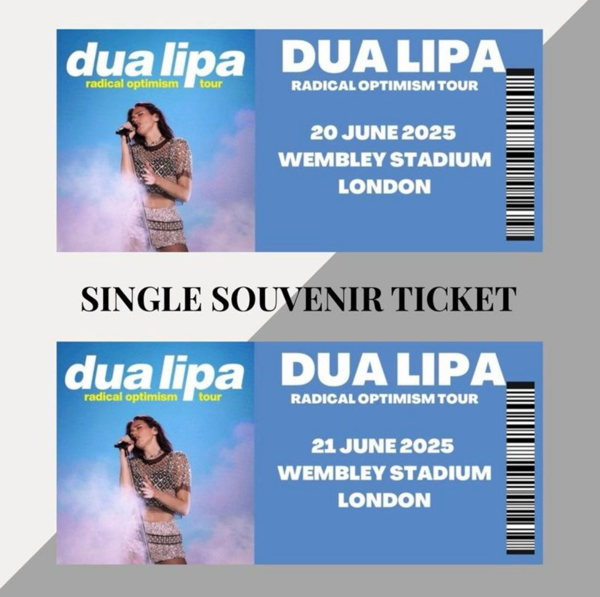 Dua Lipa ‘Radical Optimism Tour’ inspired souvenir tickets