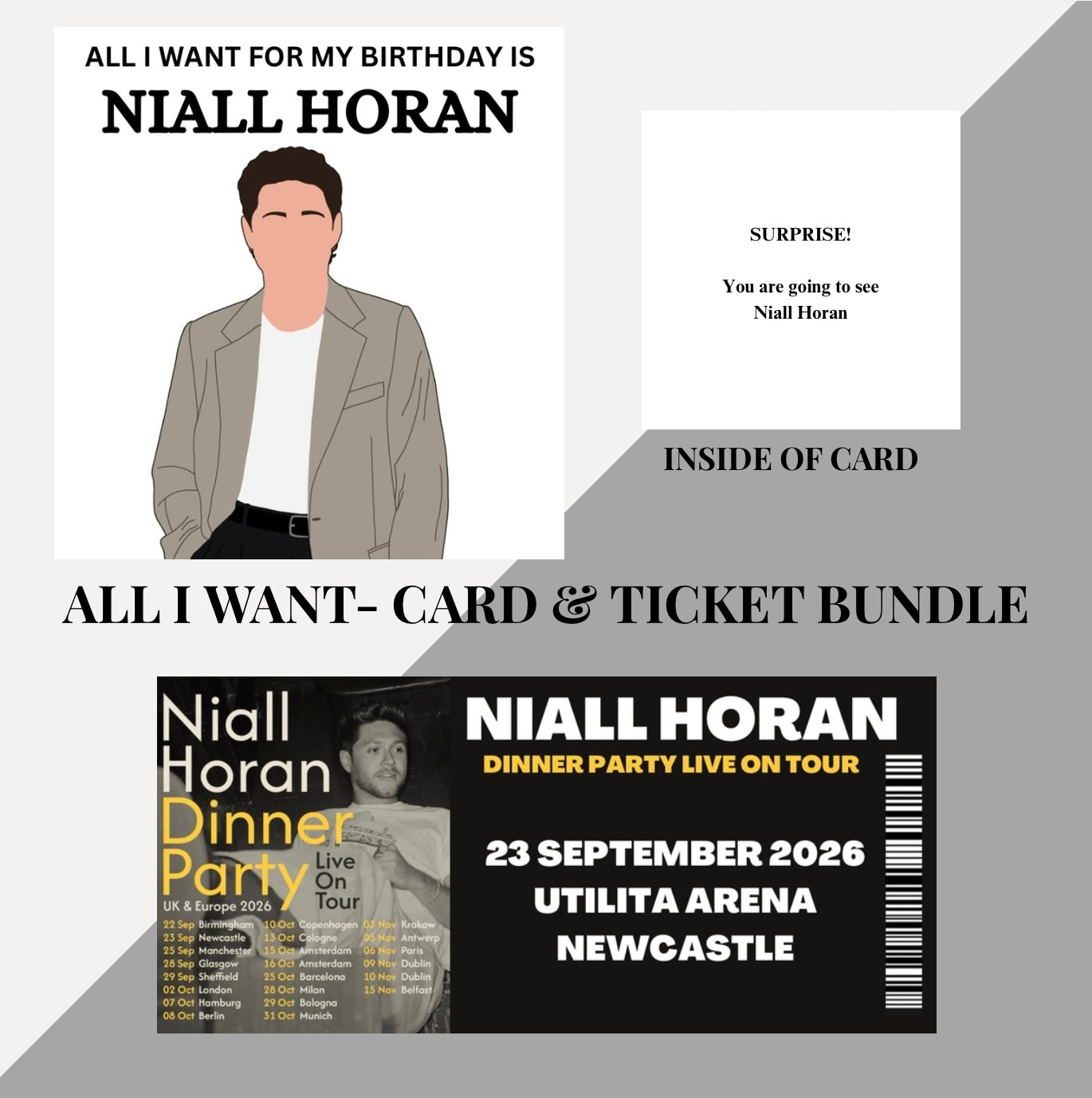 Niall Horan Birthday card and souvenir ticket bundle
