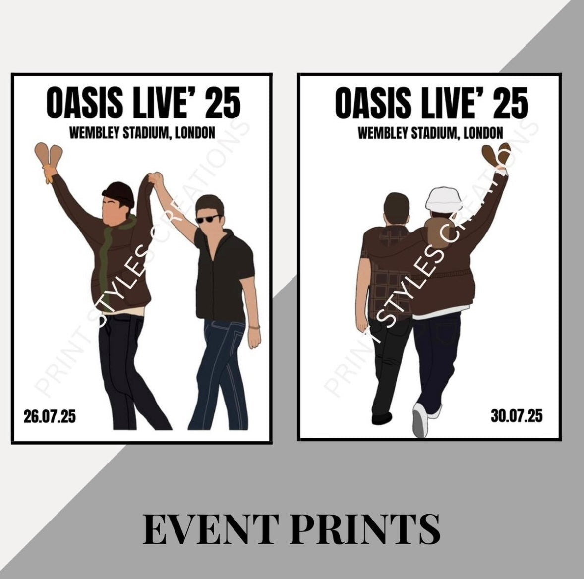 Oasis Live 25 inspired event prints